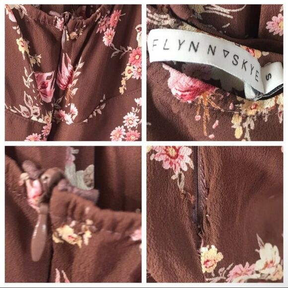 Flynn Skye Brown Floral Halter Jumpsuit Size S GUC - Picture 4 of 6